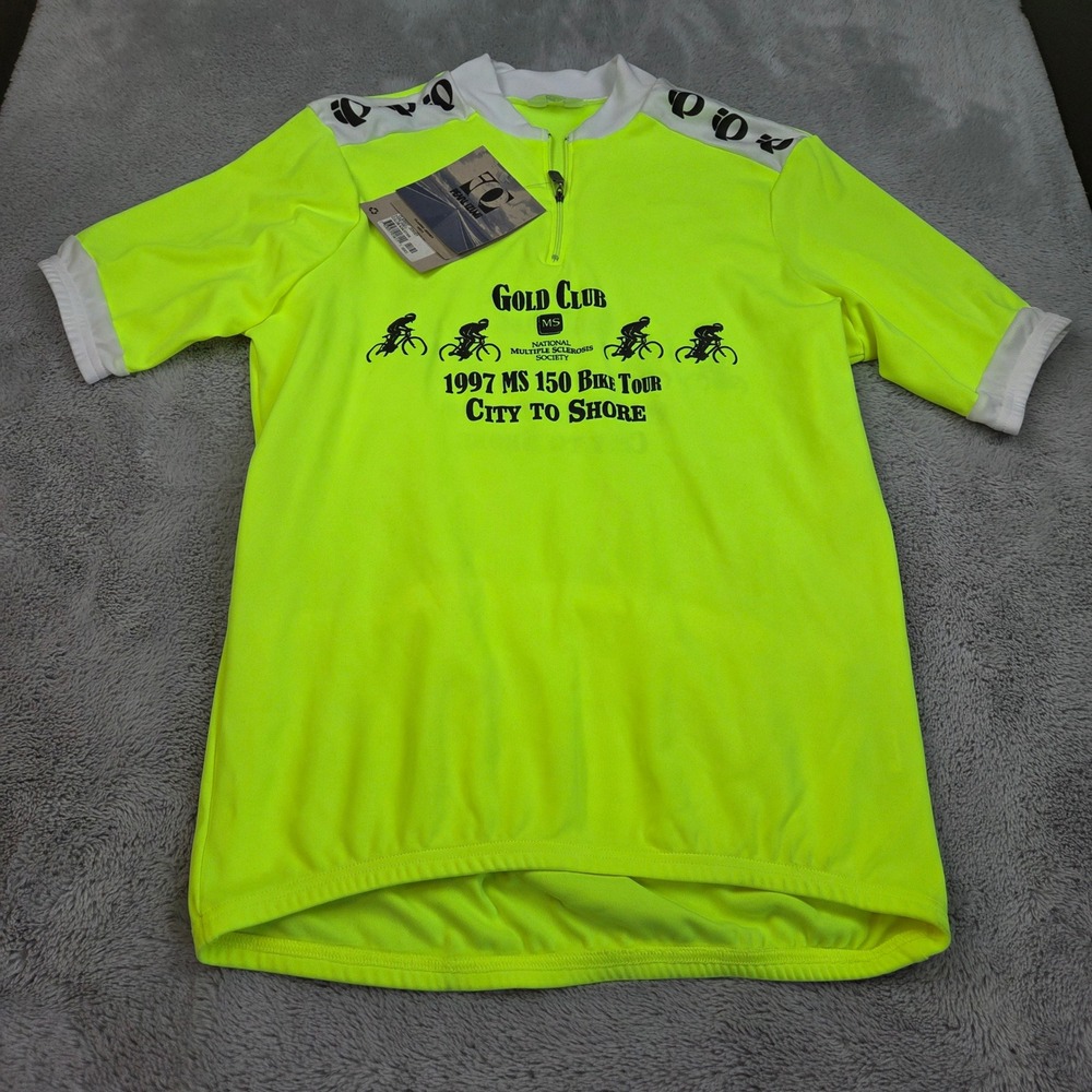Pearl Izumi Classic Jersey Mens XL 1997 MS 150 Bike Tour City Shore Neon Yellow